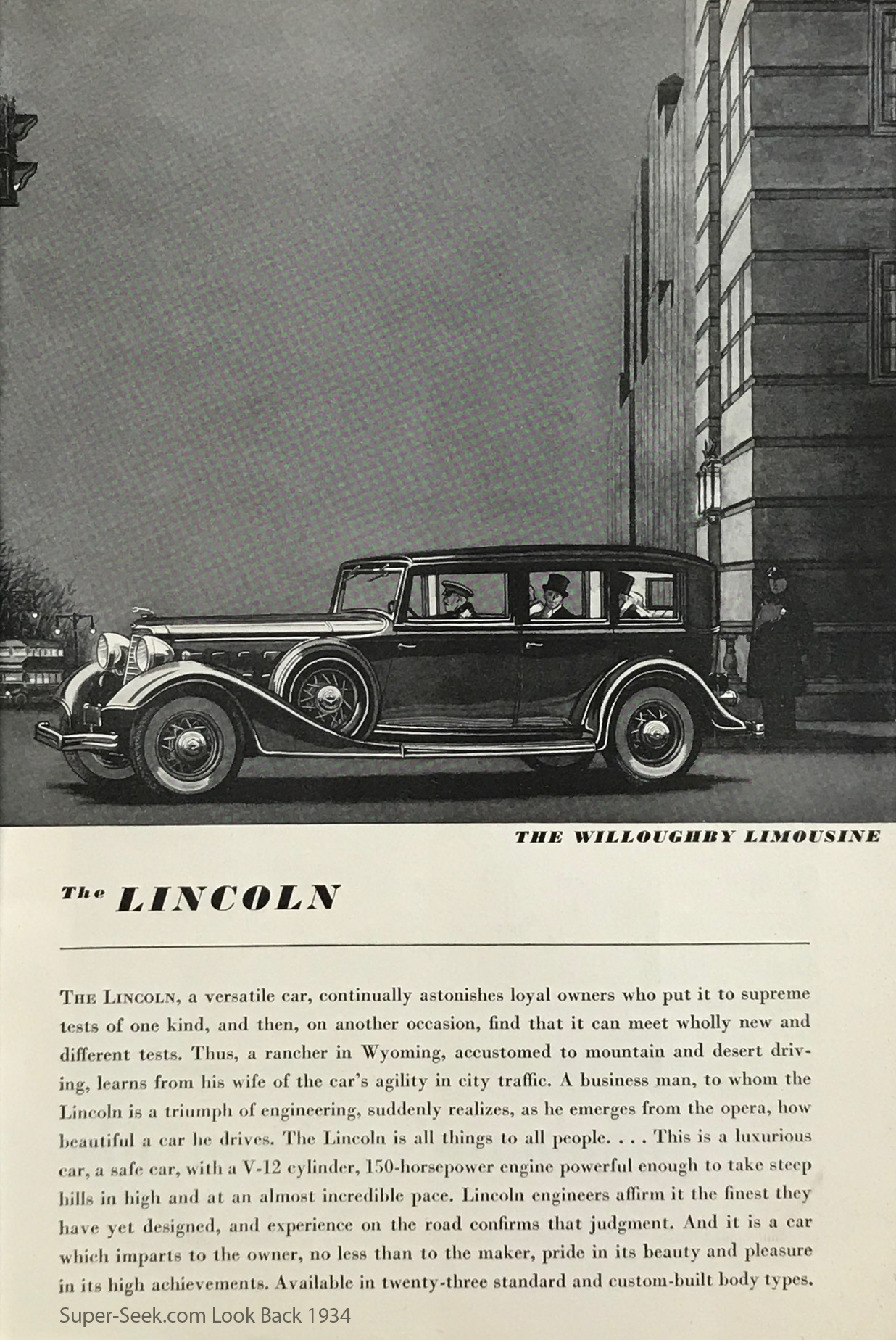 Lincoln Willoughby Limousine 1934 Print Ad