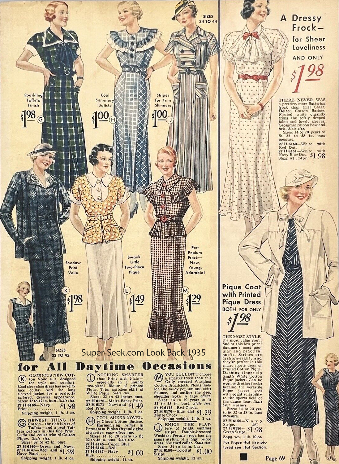 1935 Sears Womens Dresses Fashions 