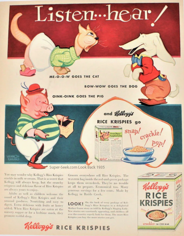 Kelloggs Rice Krispies 1935 Print Ad Vernon Grant