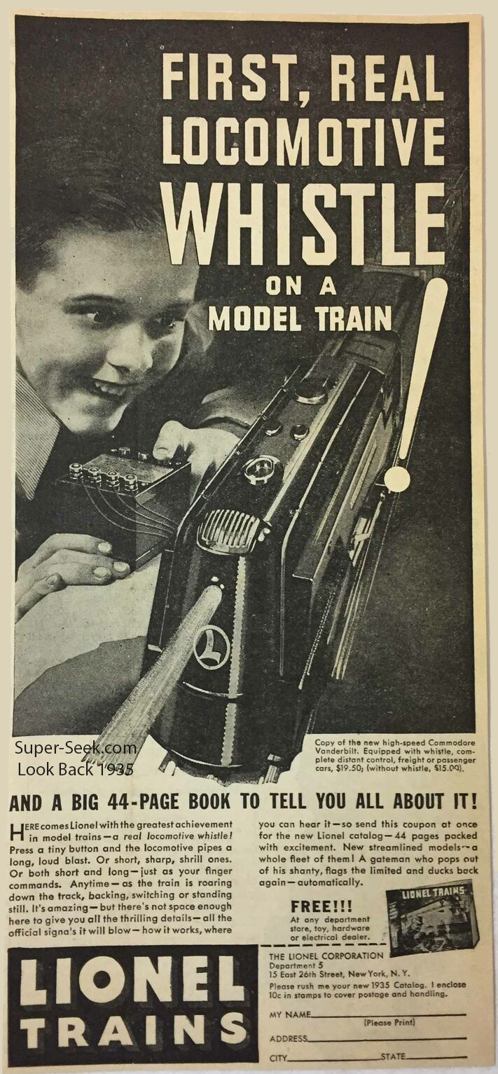 Lionel Model Train First Real Whistle 1935