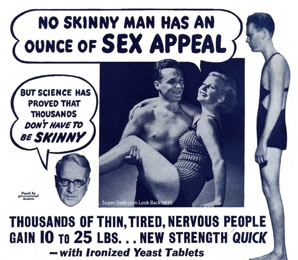 No Skinny Man Has an Ounce of Sex Appeal Yeast Tablets 1930s