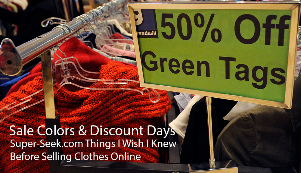 Thirft Store Sale Colors and Discount Days
