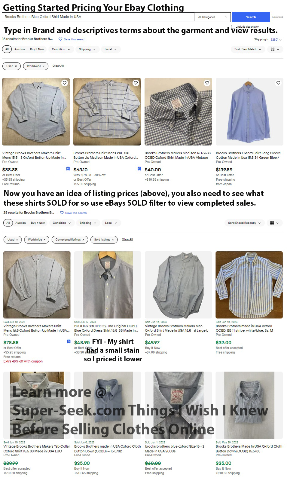 Selling Tips on How to Price Used Clothing on eBay to Get Shirts Sold