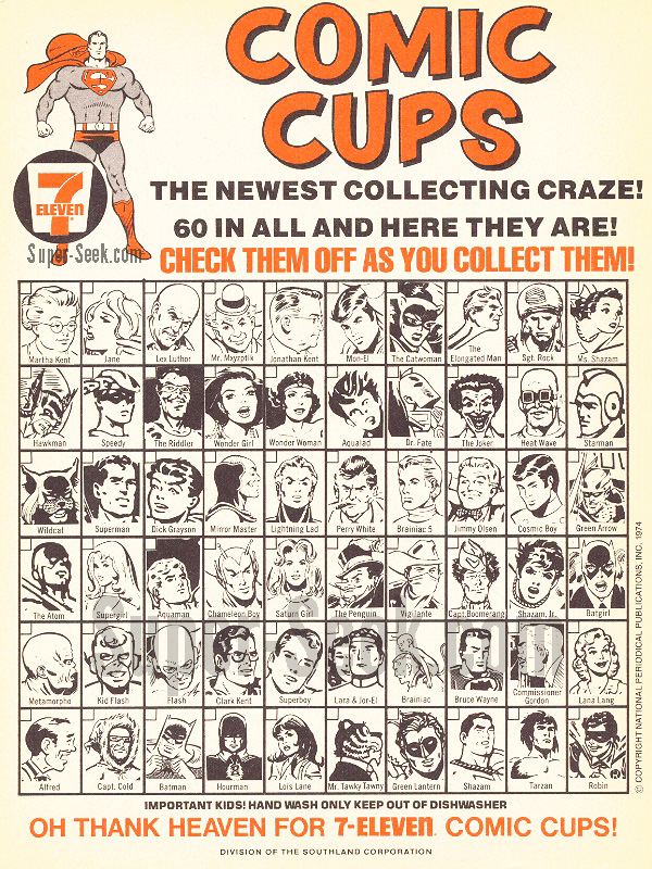 1973 DC Comics Slurpee 60 Cup Checklist